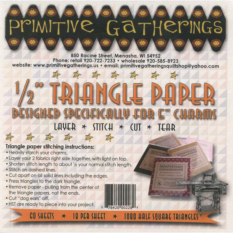 Primitive Gatherings 1/2" Finished Triangle Paper for 5" Charms