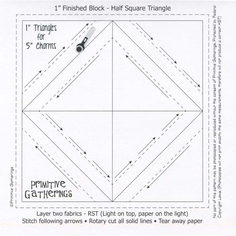 Primitive Gatherings 1" Finished Triangle Paper for 5" Charms Primary Image