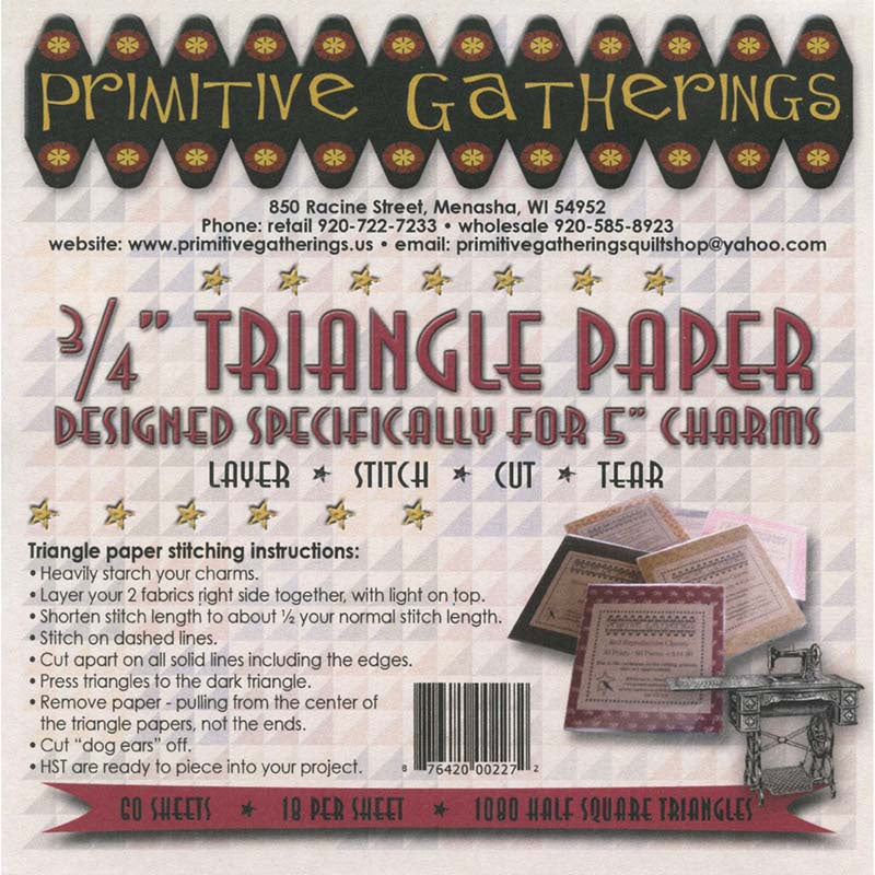 Primitive Gatherings 3/4" Finished Triangle Paper for 5" Charms Alternative View #1