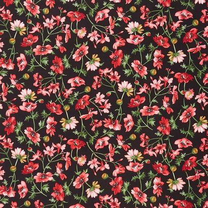 Prose - Medium Floral Black Yardage