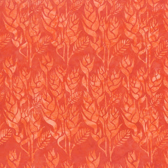Punch Batiks - Ginger Flower Deep Coral Yardage