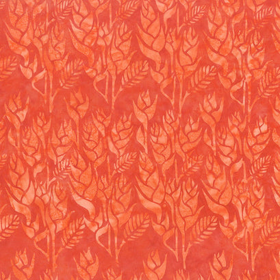Punch Batiks - Ginger Flower Deep Coral Yardage