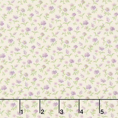 Purple Passion - Garden Flowers Cream Yardage