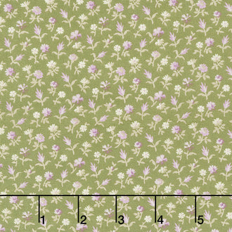 Purple Passion - Garden Flowers Dark Green Yardage