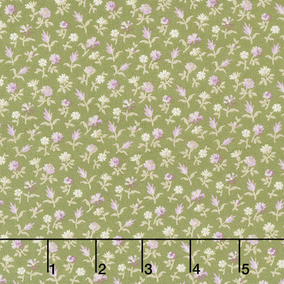 Purple Passion - Garden Flowers Dark Green Yardage