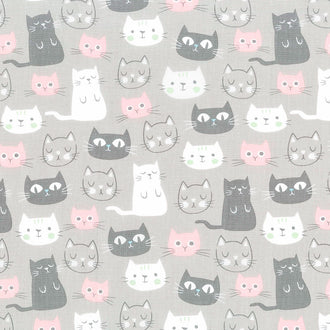Purrfect Day - Cats Main Gray Yardage