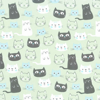 Purrfect Day - Cats Main Green Yardage