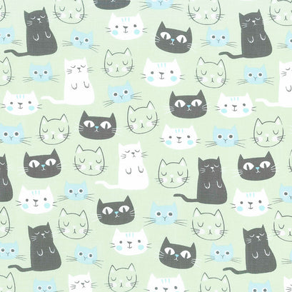 Purrfect Day - Cats Main Green Yardage