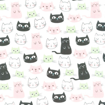Purrfect Day - Cats Main White Yardage