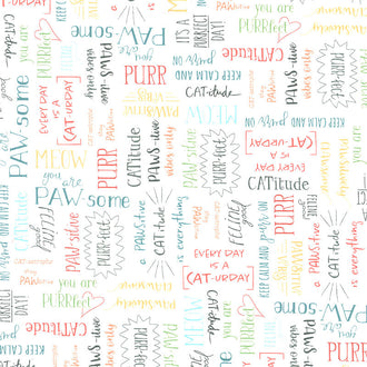 Purrfect Day - Purrfect Words White Yardage
