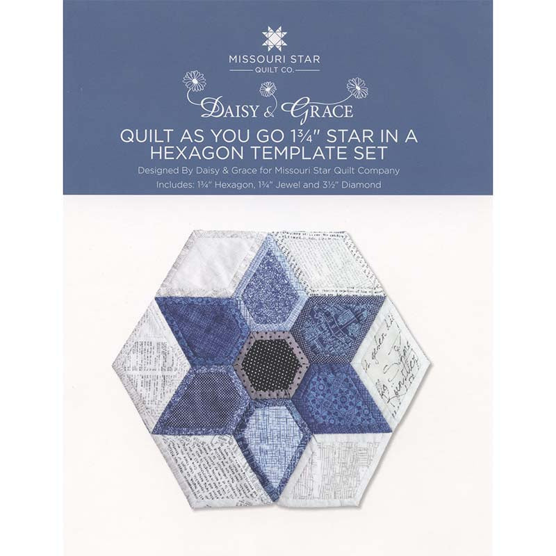 Quilt As You Go 1 3/4" Star in a Hexagon Template Set Designed by Dais