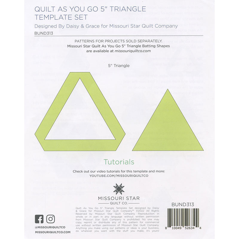 Quilt As You Go 5" Triangle Template by Daisy & Grace for Missouri Sta