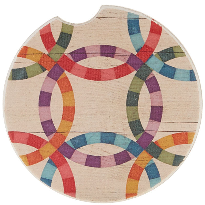Quilt Car Coaster - Double Wedding Ring Primary Image