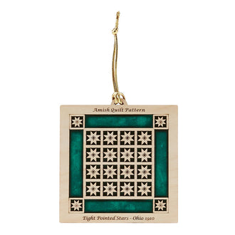 Quilt Ornament - Green Multi Eight Point Star