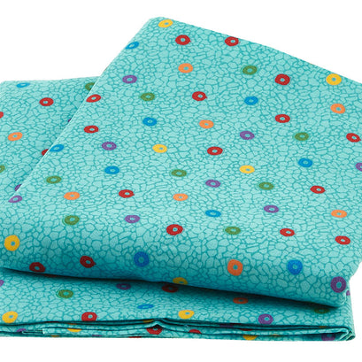 Quilter's Basic Harmony - Multi Colored Circles Aqua 2 Yard Cut