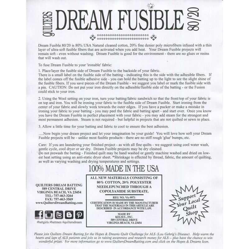Quilter's Dream Fusible Throw Batting