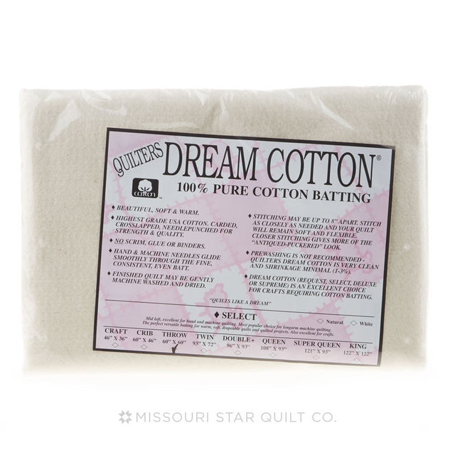 Batting by the Yard- Quilters Dream Cotton 93”, Select (Medium