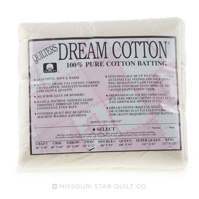 N4TW Dream Cotton Natural Select Batting (Case (10), Twin 72 in. x 93 in)  shipping included*