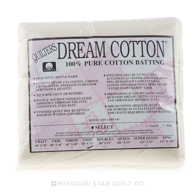 Quilters Dream Cotton Select White, Mid Loft Batting - Dianne Sews and More