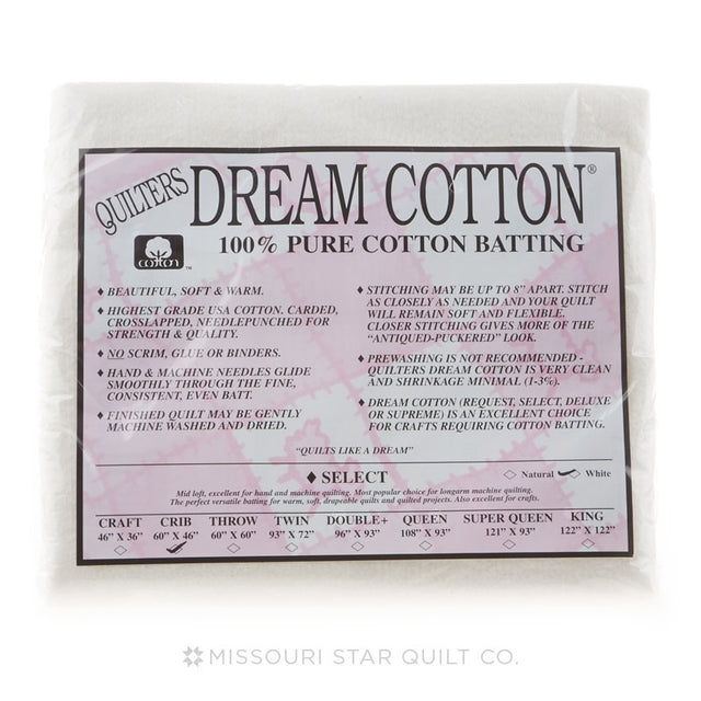 Quilters Dream100% Pure Cotton Select Batting by the Yard 60