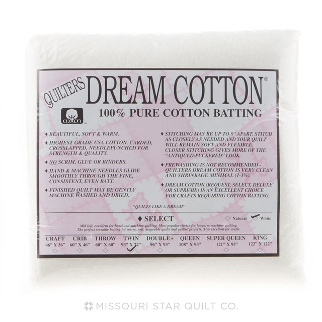 Quilters Dream King (120x122) White Cotton Batting