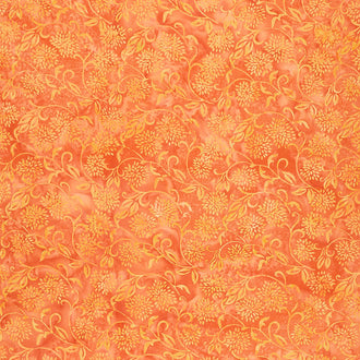 Radiance Batiks - Flower Vine Tangerine Yardage