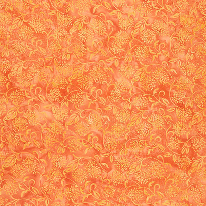 Radiance Batiks - Flower Vine Tangerine Yardage
