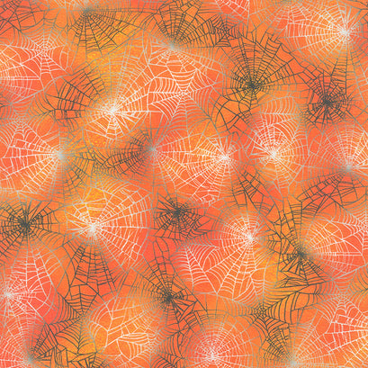 Raven Moon - Spider Web Pumpkin Digitally Printed Yardage