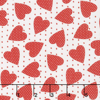 Red-iculously in Love - Heart Felt White Yardage