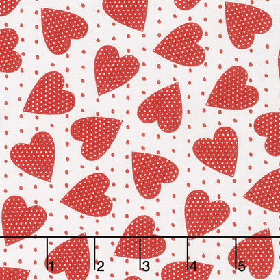 Red-iculously in Love - Heart Felt White Yardage