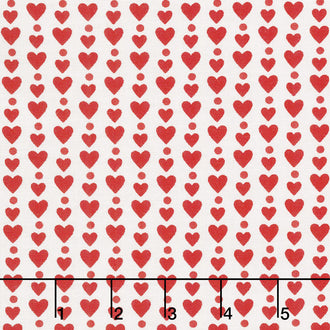 Red-iculously in Love - Hearts & Dots White Yardage