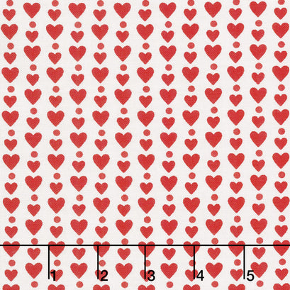 Red-iculously in Love - Hearts & Dots White Yardage