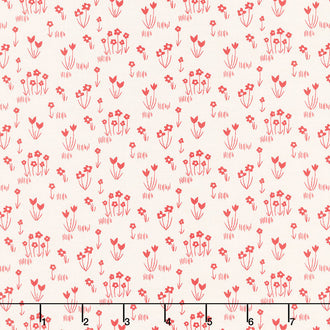 Red Hot - Flower Garden Cream Yardage