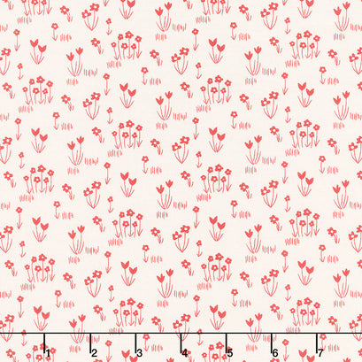 Red Hot - Flower Garden Cream Yardage