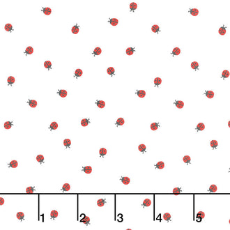 Red Hot - Ladybugs White Yardage