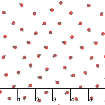 Red Hot - Ladybugs White Yardage