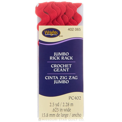 Red Jumbo Rick Rack (2 1/2 yard package)