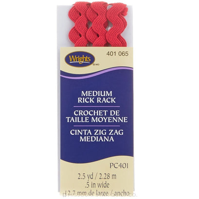 Red Medium Rick Rack (2 1/2 yard package)