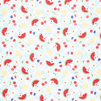 Red White & Bloom - Aqua Picnic Table Yardage