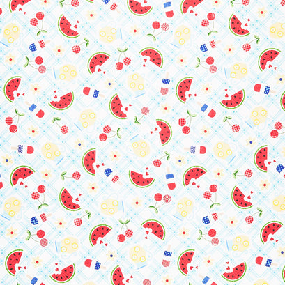 Red White & Bloom - Aqua Picnic Table Yardage