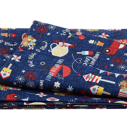 Red, White & Bloom - Graffiti Multi Navy 2 Yard Cut