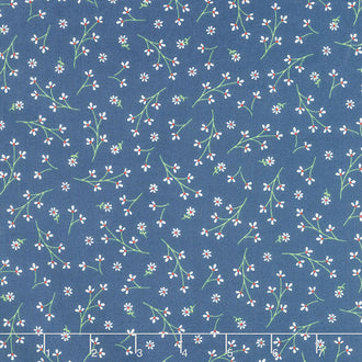 Red White & Bloom - Navy Mini Flowers Yardage