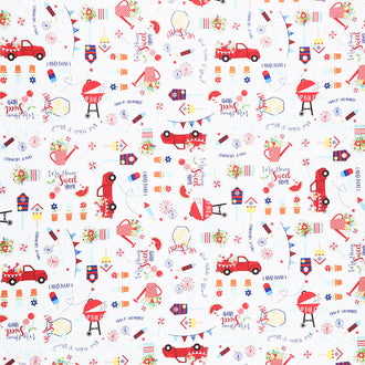 Red White & Bloom - White Graffiti Yardage