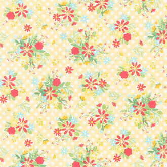 Red White & Bloom - Yellow Polka Dot Flower Yardage