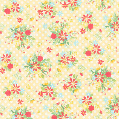 Red White & Bloom - Yellow Polka Dot Flower Yardage