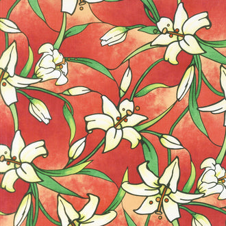 Rejoice - Lilies Red Multi Yardage