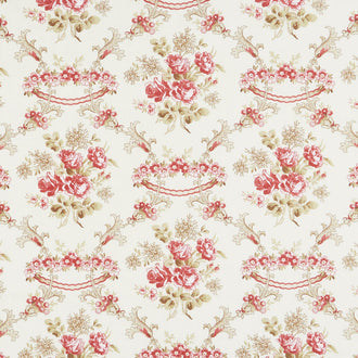 Rhapsody in Reds - Floral Damask Ivory Yardage