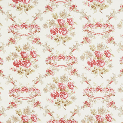 Rhapsody in Reds - Floral Damask Ivory Yardage