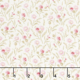 Rhapsody In Reds - Tiny Wildflowers Ivory Yardage