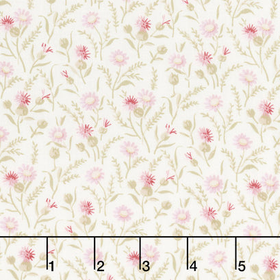 Rhapsody In Reds - Tiny Wildflowers Ivory Yardage
